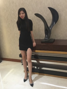 「TOPSHOP（トップショップ）のアイテム（ワンピース、ブラック系）」を使った、muuuuuumaさん（レディース）の秋コーディネート