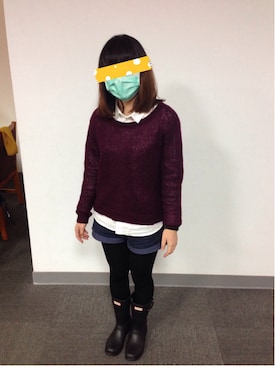 「アイテム（レインシューズ）」を使った、饅頭😊さん（レディース・160cm・10代）の冬コーディネート