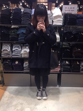 「PULL&BEAR（プルアンドベア）のアイテム（ダッフルコート）」を使った、饅頭😊さん（レディース・160cm）の冬コーディネート