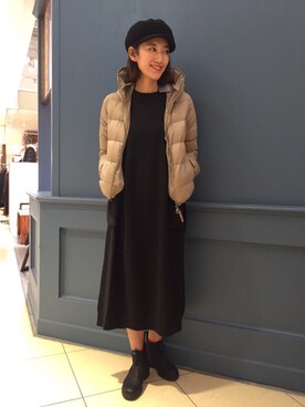 「マリンキャップ」｜「アイテム（ダウンジャケット/コート）」を使った、gondairaさん（レディース・172cm）の秋コーディネート