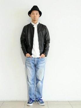 「URBAN RESEARCH（アーバンリサーチ）のアイテム（ライダースジャケット）」を使った、KakeruMayama(真山走)さん（メンズ・173cm）の秋コーディネート