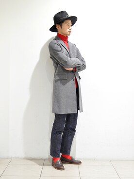 「URBAN RESEARCH（アーバンリサーチ）のアイテム（チェスターコート）」を使った、KakeruMayama(真山走)さん（メンズ・173cm）の秋コーディネート