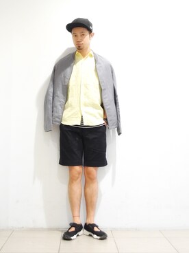 「リネンシャツ」｜「アイテム（ブルゾン）」を使った、KakeruMayama(真山走)さん（メンズ・173cm）の夏コーディネート
