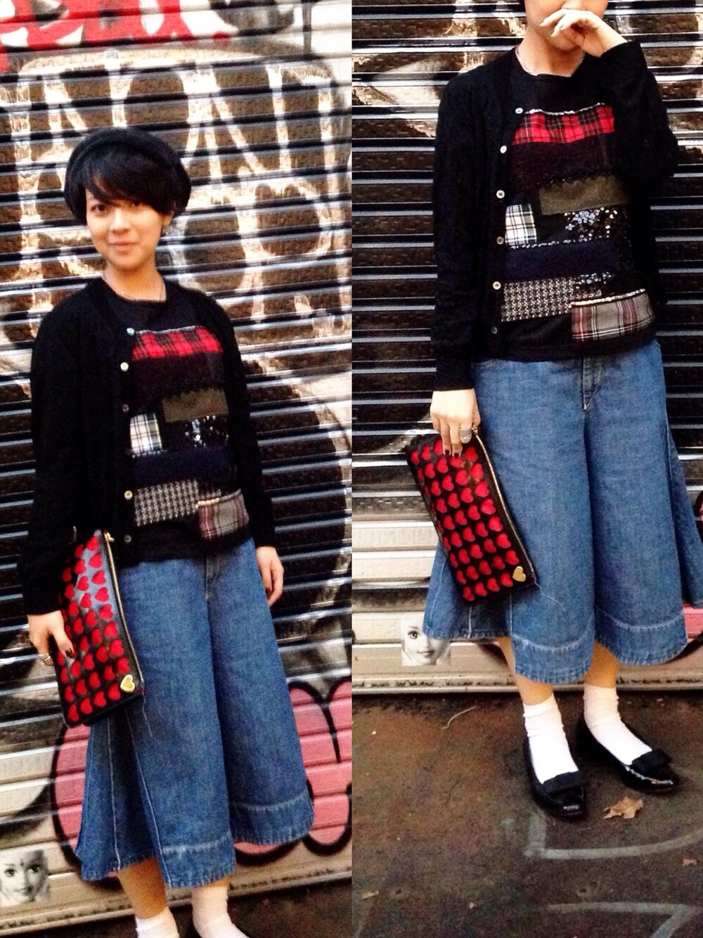 ホワイト系のシャツ/ブラウス、ブラック系のパンプスを着用したレディースの秋コーディネートの1枚目の写真