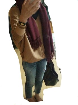 「Ungrid（アングリッド）のフレイドヘムストスリ（デニムパンツ）」を使った、asさん（レディース・153cm）の秋コーディネート