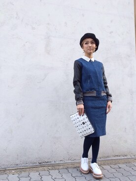 「L.H.P（エルエイチピー）のアイテム（ブルゾン）」を使った、hanae maruiさん（レディース・155cm）の冬コーディネート