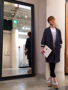 「L.H.P（エルエイチピー）のアイテム（ステンカラーコート）」を使った、hanae maruiさん（レディース・155cm）の春コーディネート