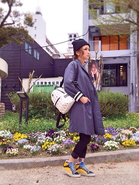 「ピクニック」｜「アイテム（ステンカラーコート）」を使った、hanae maruiさん（レディース・155cm）の春コーディネート