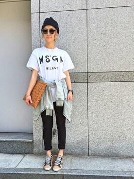「L.H.P（エルエイチピー）のアイテム（スニーカー）」を使った、hanae maruiさん（レディース・155cm）の春コーディネート
