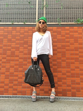 「L.H.P（エルエイチピー）のアイテム（デニムパンツ）」を使った、hanae maruiさん（レディース・155cm）の夏コーディネート