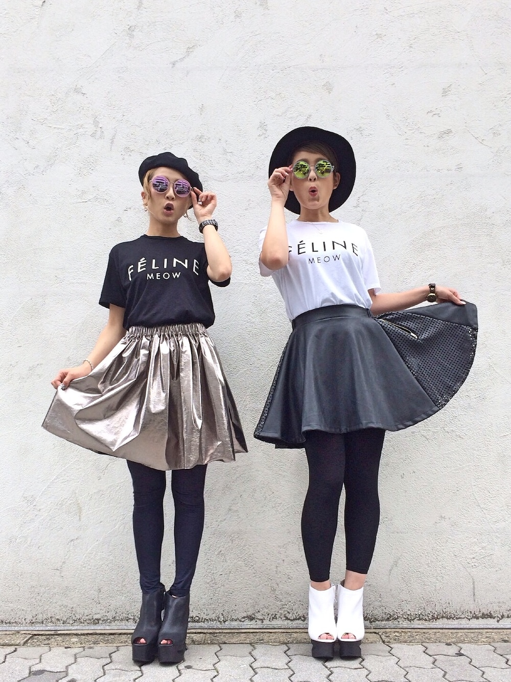「LHP、サーキュラースカート、BLTEE、金髪、MSGM、JEFFREY CAMPBELL、adsr、双子コーデ、海外セレブ風」｜「L.H.PのLHP/エルエイチピー/ADSR/エーディーエスアール/MELISSA（サングラス、ピンク系）」を使った、hanae maruiさん（レディース・155cm）の夏コーディネートの1枚目の写真