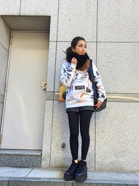 「L.H.P（エルエイチピー）のアイテム（スウェット）」を使った、hanae maruiさん（レディース・155cm）の秋コーディネート