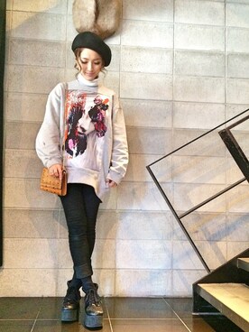 「MSGM（エムエスジーエム）のアイテム（スウェット）」を使った、hanae maruiさん（レディース・155cm）の冬コーディネート