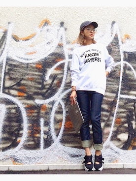 「Jeffrey Campbell（ジェフリーキャンベル）のアイテム（スニーカー）」を使った、hanae maruiさん（レディース・155cm）の夏コーディネート