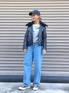 「Acne Studios（アクネストゥディオズ）のアイテム（ジャケット/アウター）」を使った、hanae maruiさん（レディース・155cm）の冬コーディネート