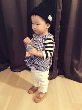 「babygap」｜「アイテム（モカシン/デッキシューズ）」を使った、HIMAさん（キッズ・80cm）の秋コーディネート