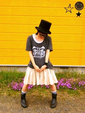 「アイテム名不明（ハット）」を使った、OKAYUさん（レディース・161cm）の夏コーディネート