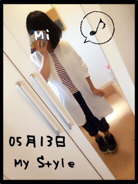 「niko and...（ニコアンド）の【niko and...】8デニムベイカーイージーパンツ（その他パンツ）」を使った、なりみいさん（レディース・162cm）の春コーディネート