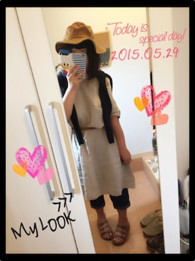 「niko and...（ニコアンド）の【niko and...】8デニムベイカーイージーパンツ（その他パンツ）」を使った、なりみいさん（レディース・162cm）の春コーディネート