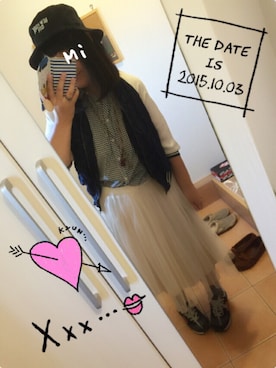 「アイテム（ママ＆ベビー、グリーン系）」を使った、なりみいさん（レディース・162cm）の秋コーディネート