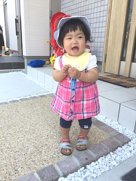 「MIKI HOUSE（ミキハウス）のアイテム（レギンス/スパッツ）」を使った、なりみいさん（キッズ・80cm）の春コーディネート