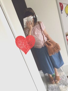 「Green Parks fuuwa（グリーンパークスフーワ）のアイテム（パンツ）」を使った、なりみいさん（レディース・162cm）の夏コーディネート