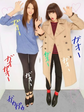 「プリクラ」｜「アイテム（トレンチコート）」を使った、ななねぇさん（レディース・163cm）の秋コーディネート