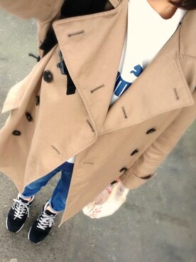 「スエット」｜「アイテム（トレンチコート）」を使った、ななねぇさん（レディース・163cm）の秋コーディネート