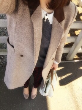 「ORiental TRaffic(ORiental TRaffic)」｜「アイテム（チェスターコート）」を使った、ななねぇさん（レディース・163cm）の冬コーディネート