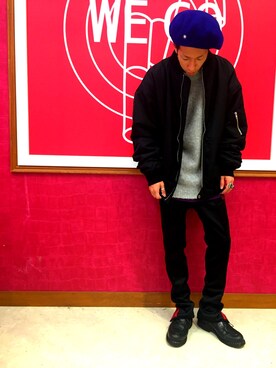 「アイテム（MA-1）」を使った、黒野 弘亮さん（メンズ・170cm・20代）の秋コーディネート