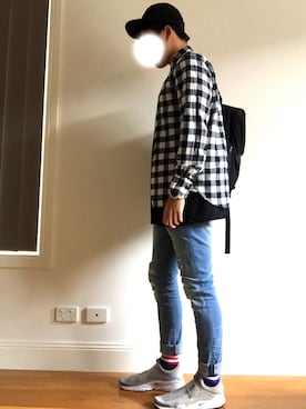 「HOMEMADEのアイテム」を使った、Dayyyyyさん（メンズ・175cm）の秋コーディネート