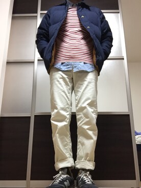 「マリン」｜「アイテム（ダウンジャケット/コート）」を使った、izuさん（メンズ・170cm）の冬コーディネート