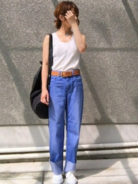 「DHOLIC（ディーホリック）のアイテム（バックパック/リュック）」を使った、yunさん（レディース・153cm）の夏コーディネート