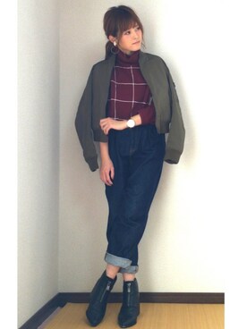 「UNIQLO（ユニクロ）のアイテム（ブルゾン）」を使った、yunさん（レディース・153cm）の秋コーディネート