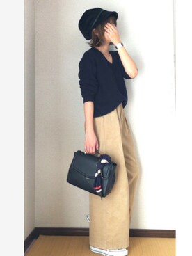 「mimis（ミイーミイーズ）のアイテム（帽子）」を使った、yunさん（レディース・153cm）の秋コーディネート