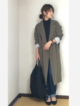「DHOLIC（ディーホリック）のアイテム（バックパック/リュック）」を使った、yunさん（レディース・153cm）の秋コーディネート