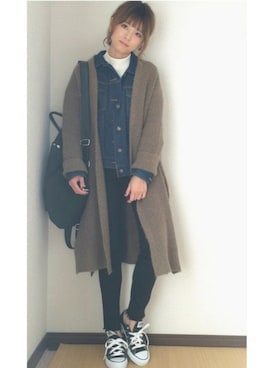 「DHOLIC（ディーホリック）のアイテム（バックパック/リュック）」を使った、yunさん（レディース・153cm）の秋コーディネート