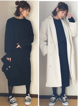 「EMODA（エモダ）のアイテム（その他アウター）」を使った、yunさん（レディース・153cm）の冬コーディネート