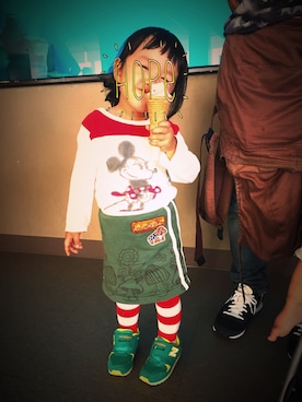 「muchacha nene（ムチャチャネネ）のアイテム」を使った、もりりんさん（キッズ・90cm）の秋コーディネート