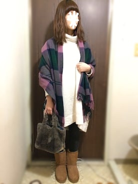 「タータンチェック」｜やぷさん（レディース・153cm）の冬コーディネート
