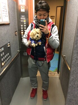 「お散歩」｜「アイテム（その他）」を使った、らんまるさん（メンズ・173cm）の冬コーディネート
