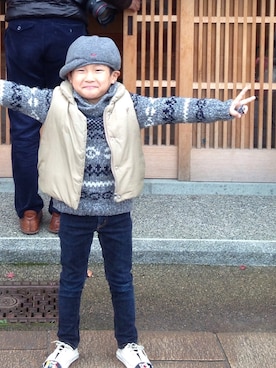 「KP（ケーピー）のアイテム（帽子）」を使った、kei☆tanさん（キッズ・110cm）の冬コーディネート