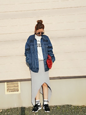 「STYLENANDA（スタイルナンダ）のアイテム（デニムジャケット）」を使った、けいさん（レディース・156cm）の春コーディネート
