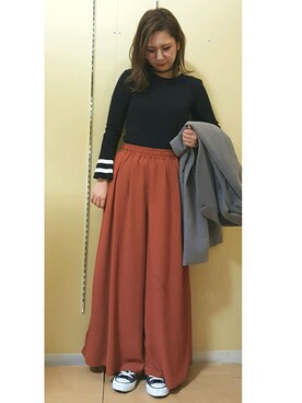 「フレアスリーブ」｜「アイテム（チェスターコート）」を使った、けいさん（レディース・156cm）の冬コーディネート