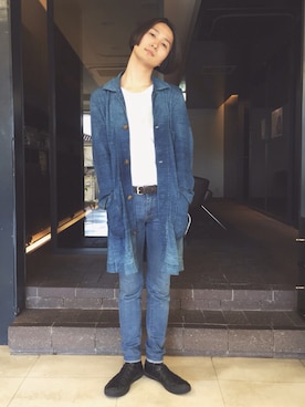 「デニム オン デニム」｜「アイテム（その他アウター）」を使った、エスクール  ステラさん（メンズ・170cm）の冬コーディネート