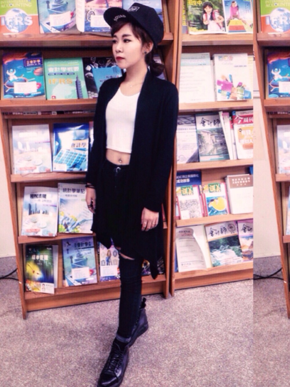 「CIAOPANICのアイテム（ジャケット/アウター、ブラック系）」を使った、633さん（レディース・154cm）の秋コーディネートの1枚目の写真