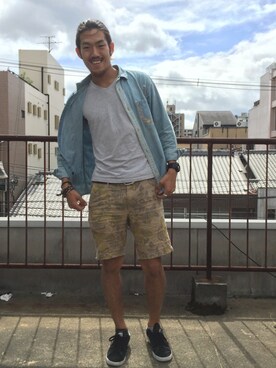 「SOUTIENCOL（スチアンコル）のアイテム」を使った、2Rei8さん（メンズ・177cm）の夏コーディネート