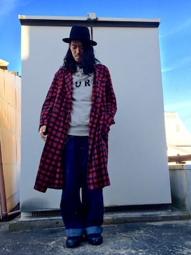 「ガウン」｜「アイテム（オールインワン・サロペット）」を使った、2Rei8さん（メンズ・177cm）の冬コーディネート