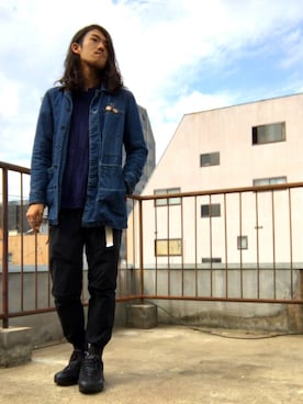 「ケーブルニット」｜「アイテム（カバーオール）」を使った、2Rei8さん（メンズ・177cm）の秋コーディネート