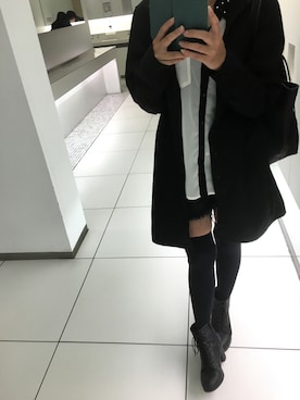 「ニーハイソックス」｜「アイテム（その他アウター）」を使った、まなさん（レディース・155cm）の秋コーディネート